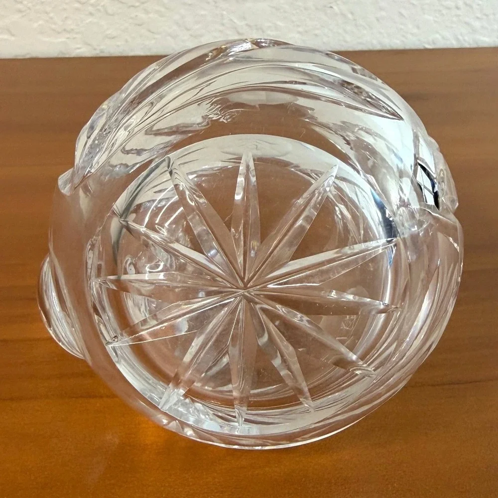 Vintage Lead Crystal Frosted Rose Creamer Pitcher Cut Glass Floral 4.25 Inch